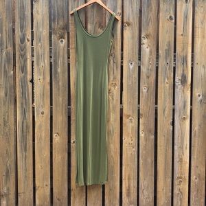 bebe olive green sexy side slit maxi